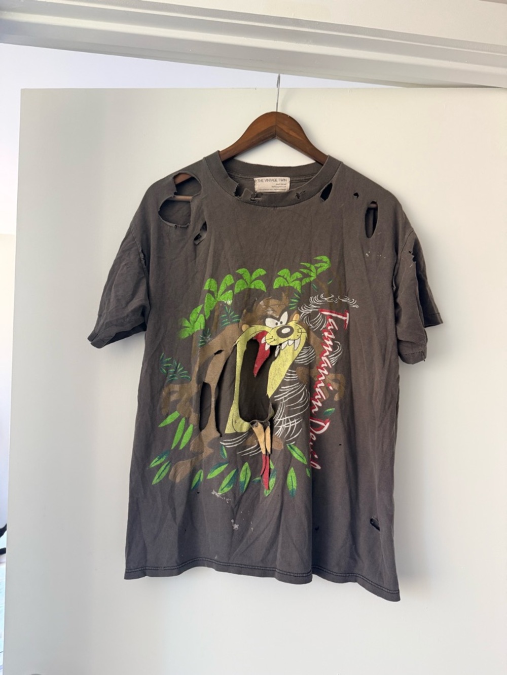Vintage-Inspired Gray Taz Graphic Short-Sleeve Tee